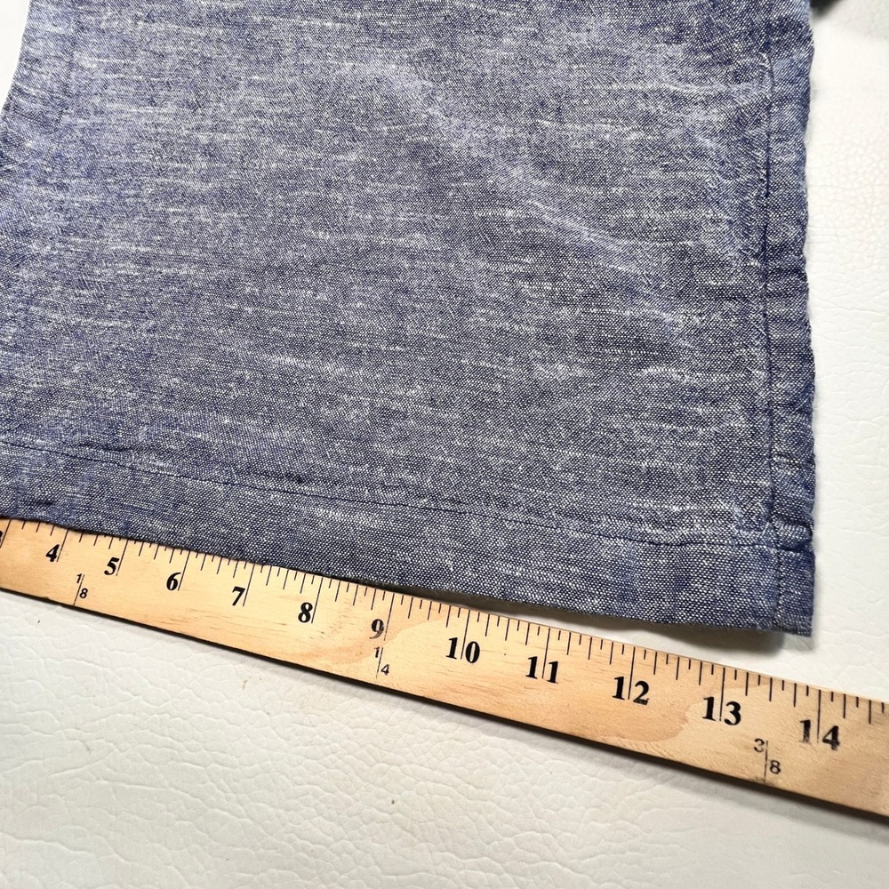Max Studio Jumpsuit Women L Blue Linen Blend Chambray Wide Leg Side Tie Coastal - Picture 10 of 12